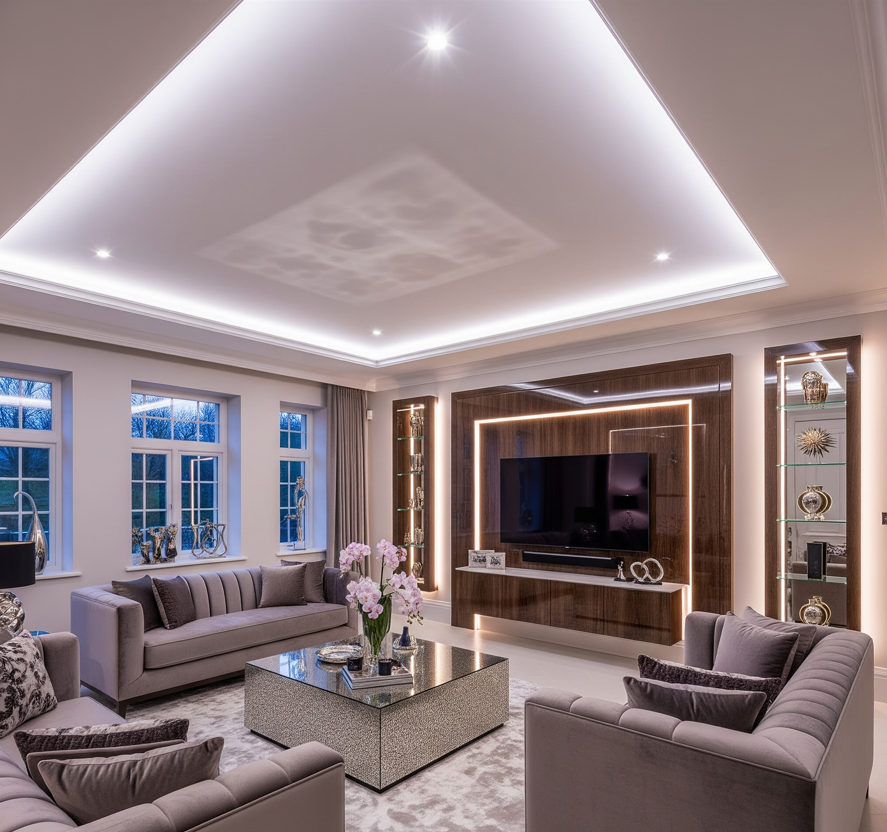 Hình ảnh ứng dụng đèn led chiếu sáng phòng khách