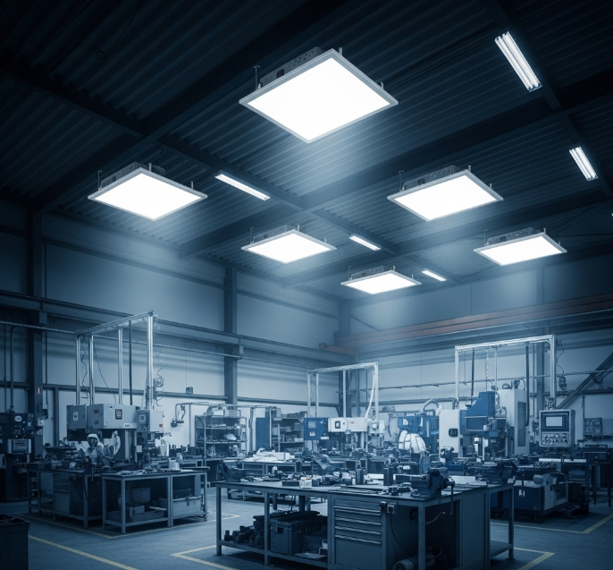 Hình ảnh đèn panel led dùng cho nhà xưởng