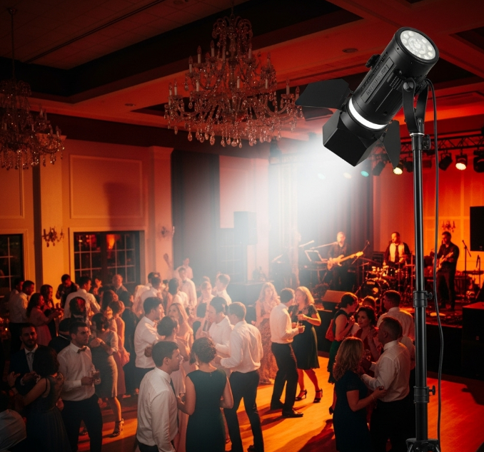 Hình ảnh đèn led spotlight moni dùng cho tiệc cưới