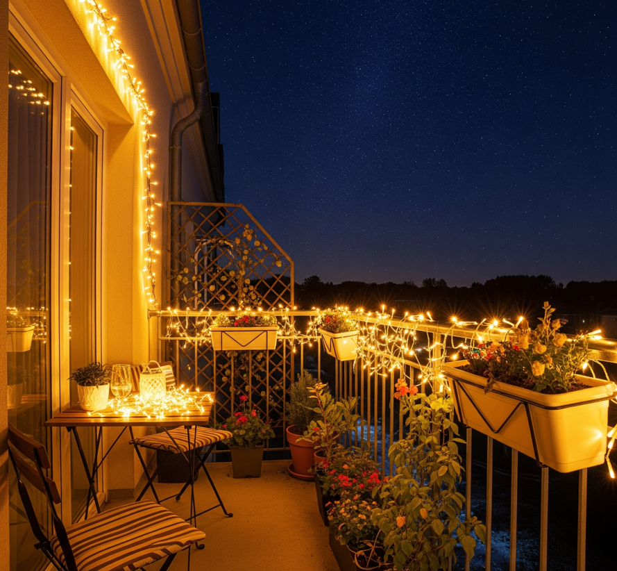 Hình ảnh đèn dây led trang trí ban công