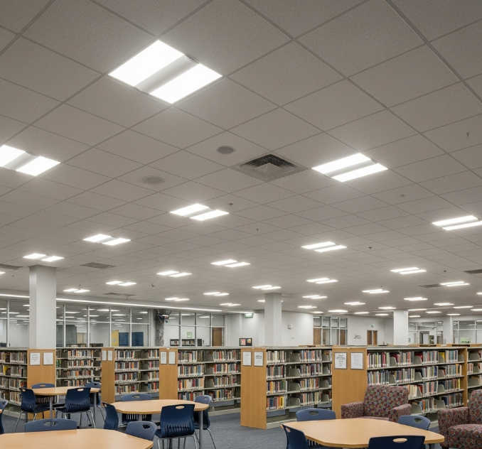 Hình ảnh đèn ốp trần nổi cho thư viện trường học